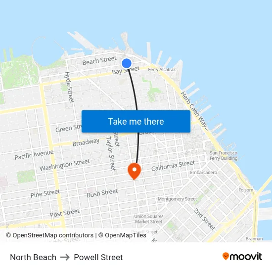 North Beach to Powell Street map