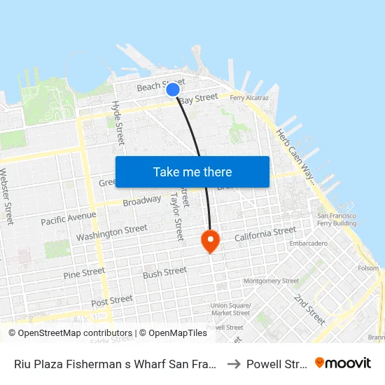 Riu Plaza Fisherman s Wharf San Francisco to Powell Street map