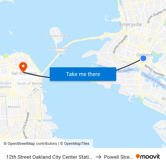 12th Street Oakland City Center Station to Powell Street map