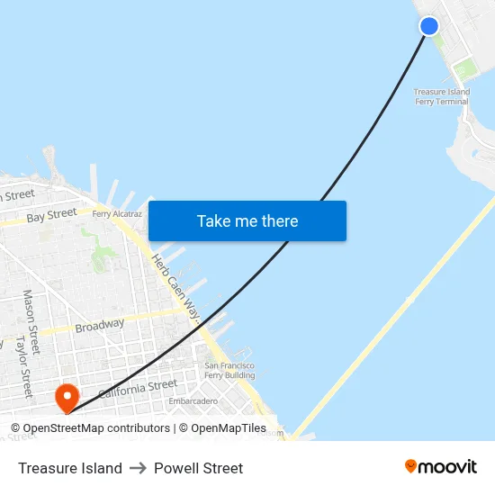 Treasure Island to Powell Street map