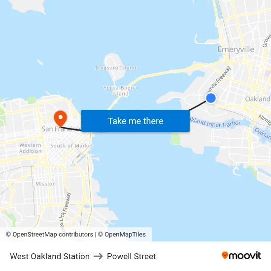 West Oakland Station to Powell Street map