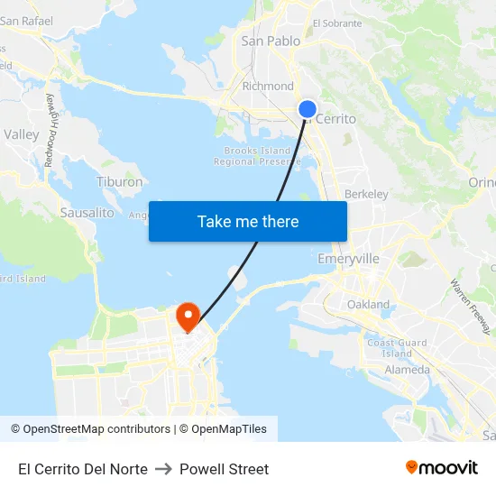 El Cerrito Del Norte to Powell Street map