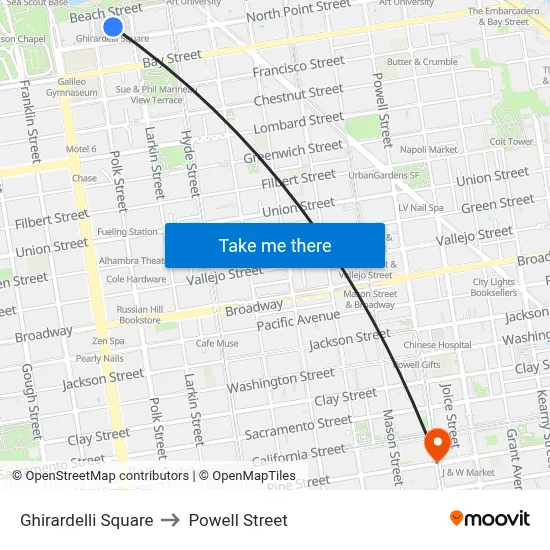 Ghirardelli Square to Powell Street map