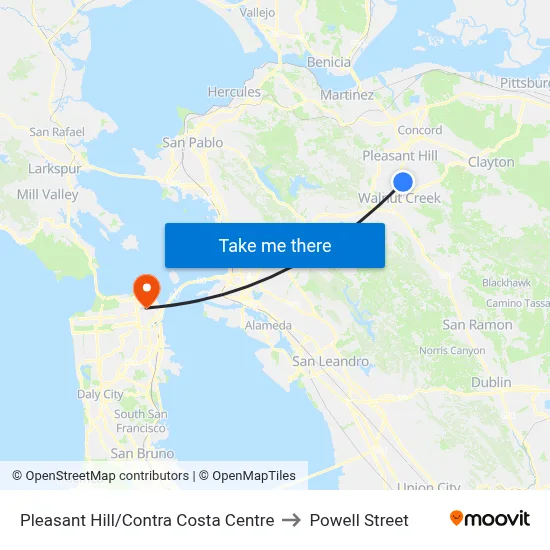 Pleasant Hill/Contra Costa Centre to Powell Street map