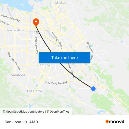 San Jose to AMD map