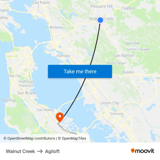 Walnut Creek to Agiloft map