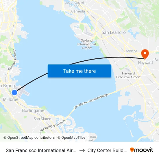 San Francisco International Airport to City Center Building map