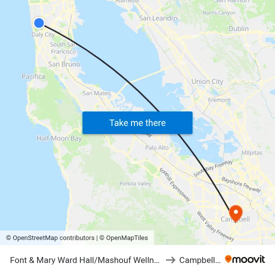 Font & Mary Ward Hall/Mashouf Wellness Center to Campbell, CA map