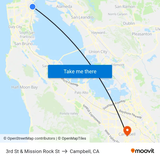 3rd St & Mission Rock St to Campbell, CA map