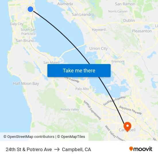 24th St & Potrero Ave to Campbell, CA map