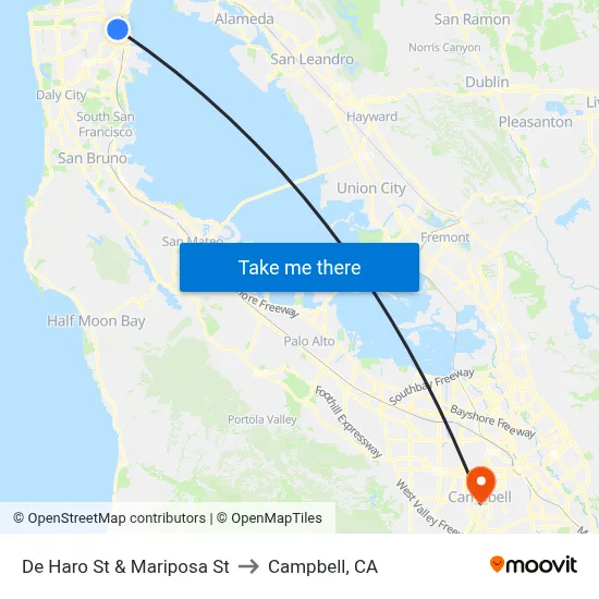De Haro St & Mariposa St to Campbell, CA map
