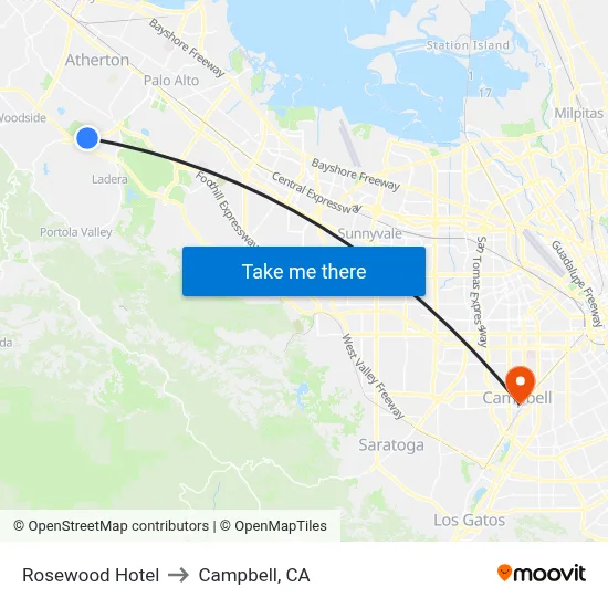 Rosewood Hotel to Campbell, CA map