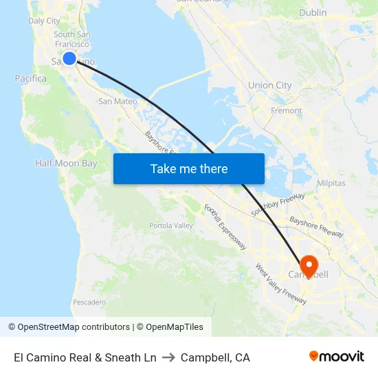 El Camino Real & Sneath Ln to Campbell, CA map