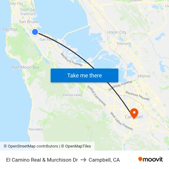 El Camino Real & Murchison Dr to Campbell, CA map