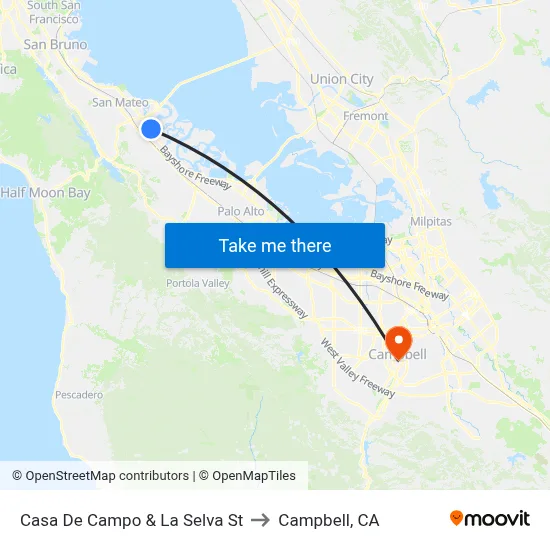 Casa De Campo & La Selva St to Campbell, CA map