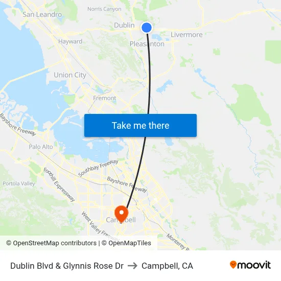 Dublin Blvd & Glynnis Rose Dr to Campbell, CA map
