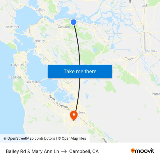 Bailey Rd & Mary Ann Ln to Campbell, CA map