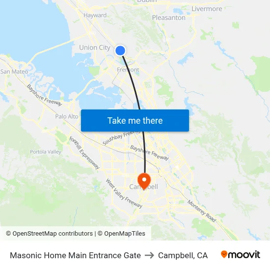 Masonic Home Main Entrance Gate to Campbell, CA map