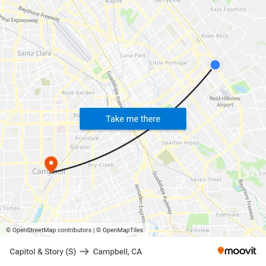 Capitol & Story (S) to Campbell, CA map