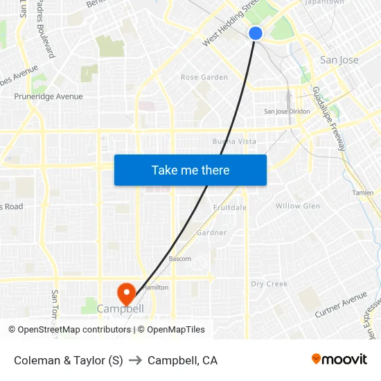 Coleman & Taylor (S) to Campbell, CA map