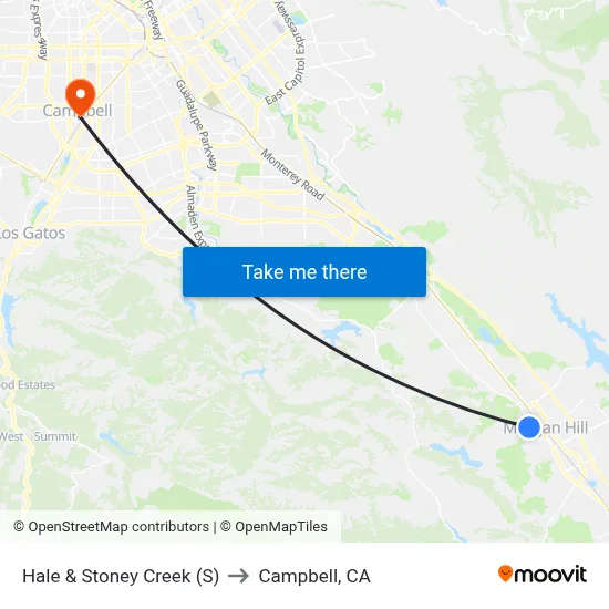 Hale & Stoney Creek (S) to Campbell, CA map