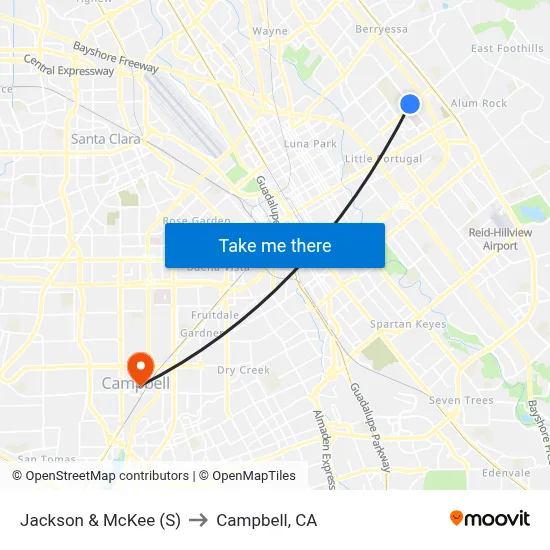 Jackson & McKee (S) to Campbell, CA map