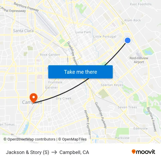 Jackson & Story (S) to Campbell, CA map