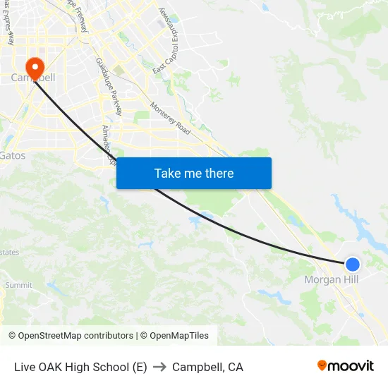 Live OAK High School (E) to Campbell, CA map