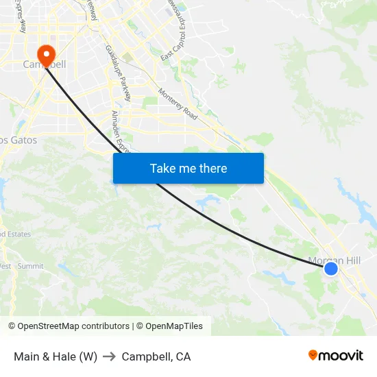 Main & Hale (W) to Campbell, CA map