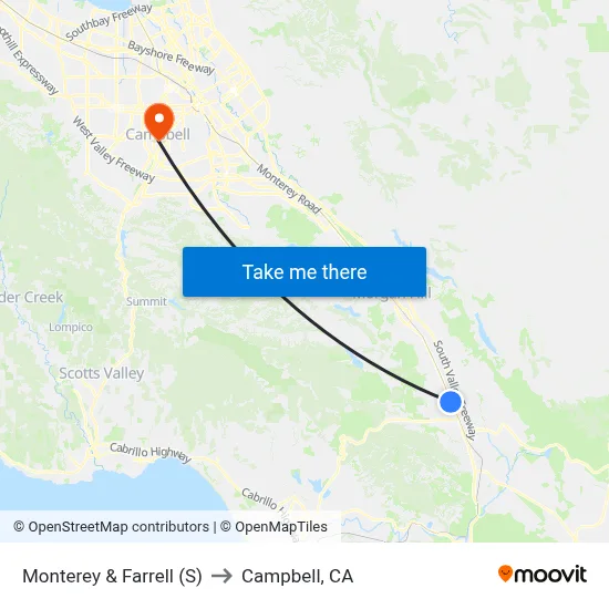 Monterey & Farrell (S) to Campbell, CA map