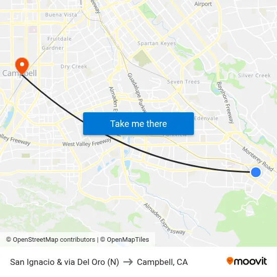 San Ignacio & via Del Oro (N) to Campbell, CA map