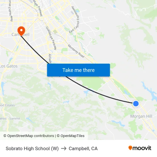 Sobrato High School (W) to Campbell, CA map