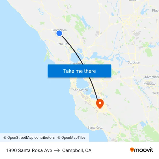 1990 Santa Rosa Ave to Campbell, CA map