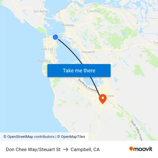 Don Chee Way/Steuart St to Campbell, CA map