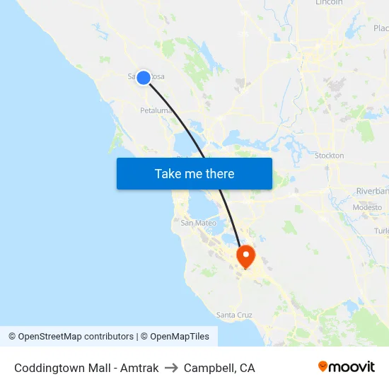 Coddingtown Mall - Amtrak to Campbell, CA map
