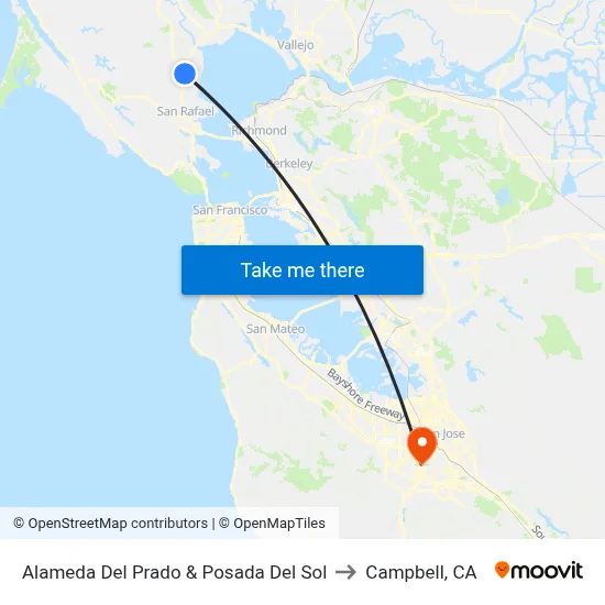 Alameda Del Prado & Posada Del Sol to Campbell, CA map