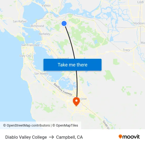 Diablo Valley College to Campbell, CA map