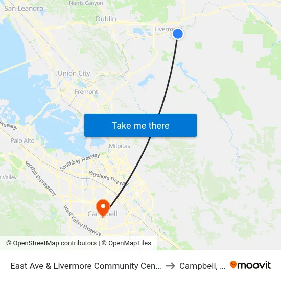 East Ave & Livermore Community Center EB to Campbell, CA map