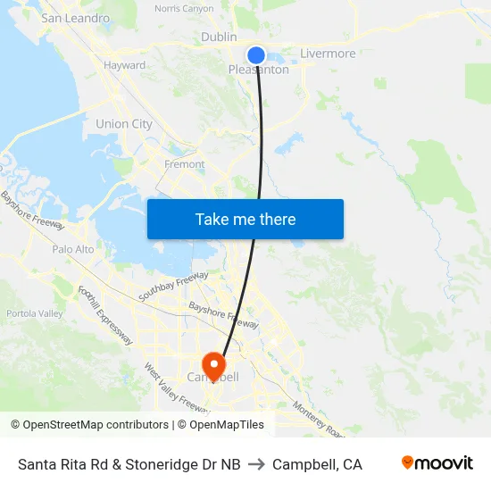 Santa Rita Rd & Stoneridge Dr NB to Campbell, CA map