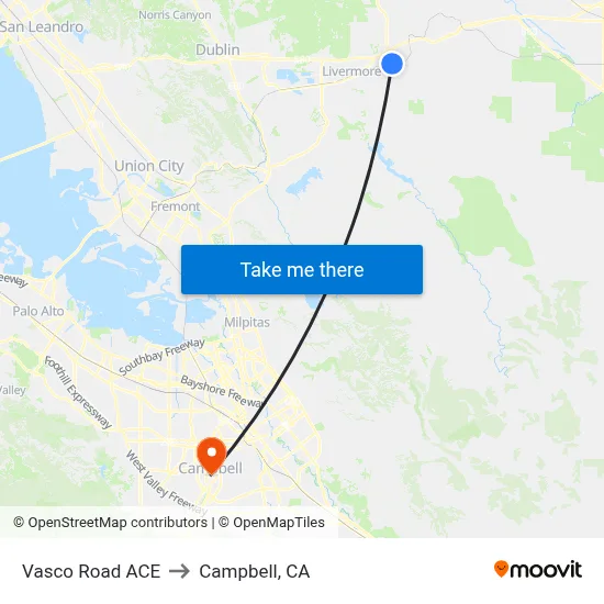 Vasco Road ACE to Campbell, CA map