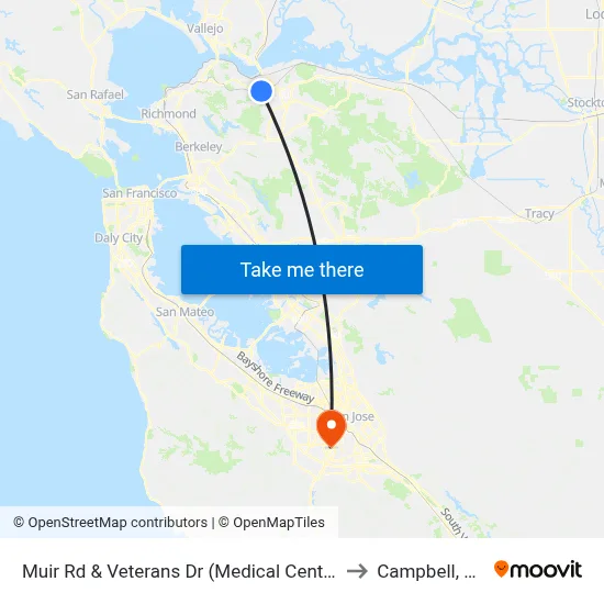 Muir Rd & Veterans Dr (Medical Center) to Campbell, CA map