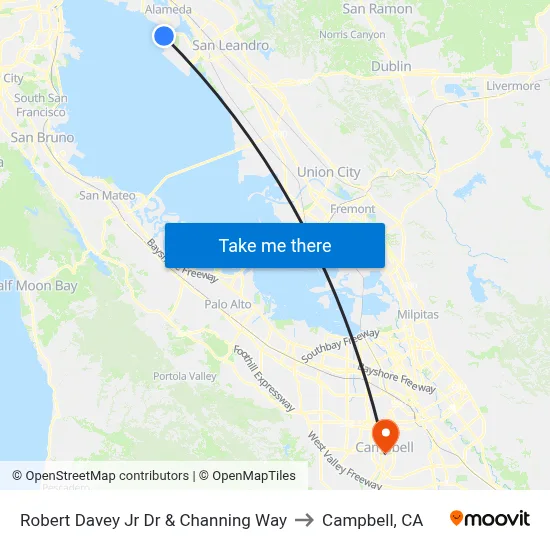 Robert Davey Jr Dr & Channing Way to Campbell, CA map