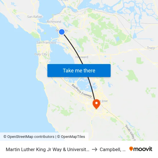 Martin Luther King Jr Way & University Av to Campbell, CA map