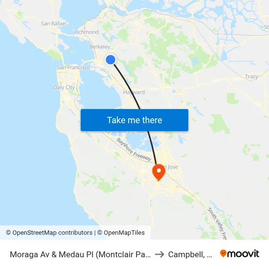 Moraga Av & Medau Pl (Montclair Park) to Campbell, CA map