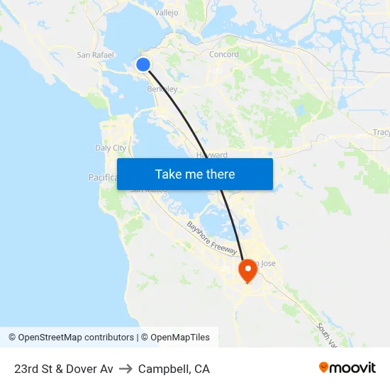 23rd St & Dover Av to Campbell, CA map