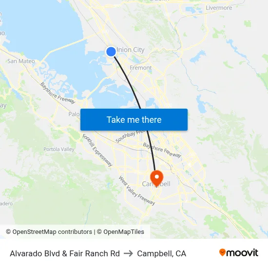 Alvarado Blvd & Fair Ranch Rd to Campbell, CA map