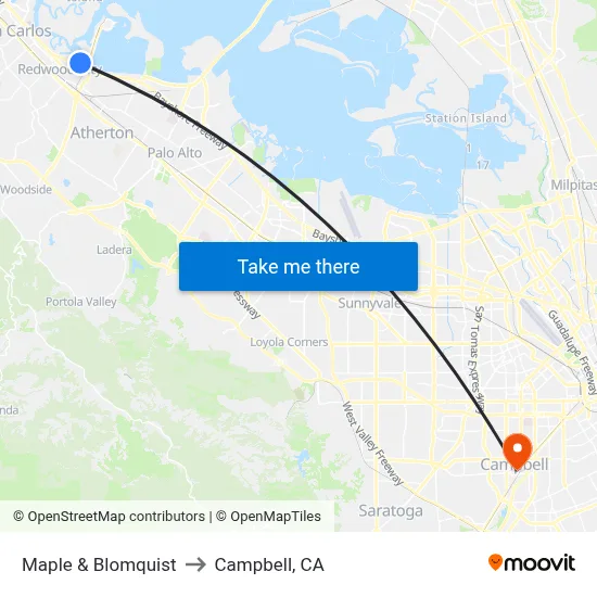 Maple & Blomquist to Campbell, CA map