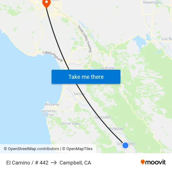 El Camino / # 442 to Campbell, CA map