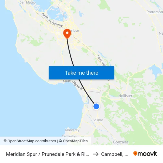 Meridian Spur / Prunedale Park & Ride to Campbell, CA map