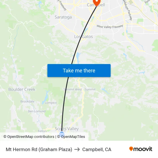 Mt Hermon Rd (Graham Plaza) to Campbell, CA map